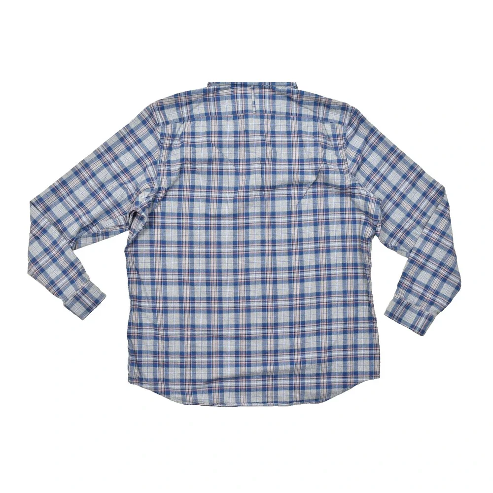 Banana Republic Luxe Flannel Slim Fit Shirt Mens XXL Tall Blue Gray Plaid Long S